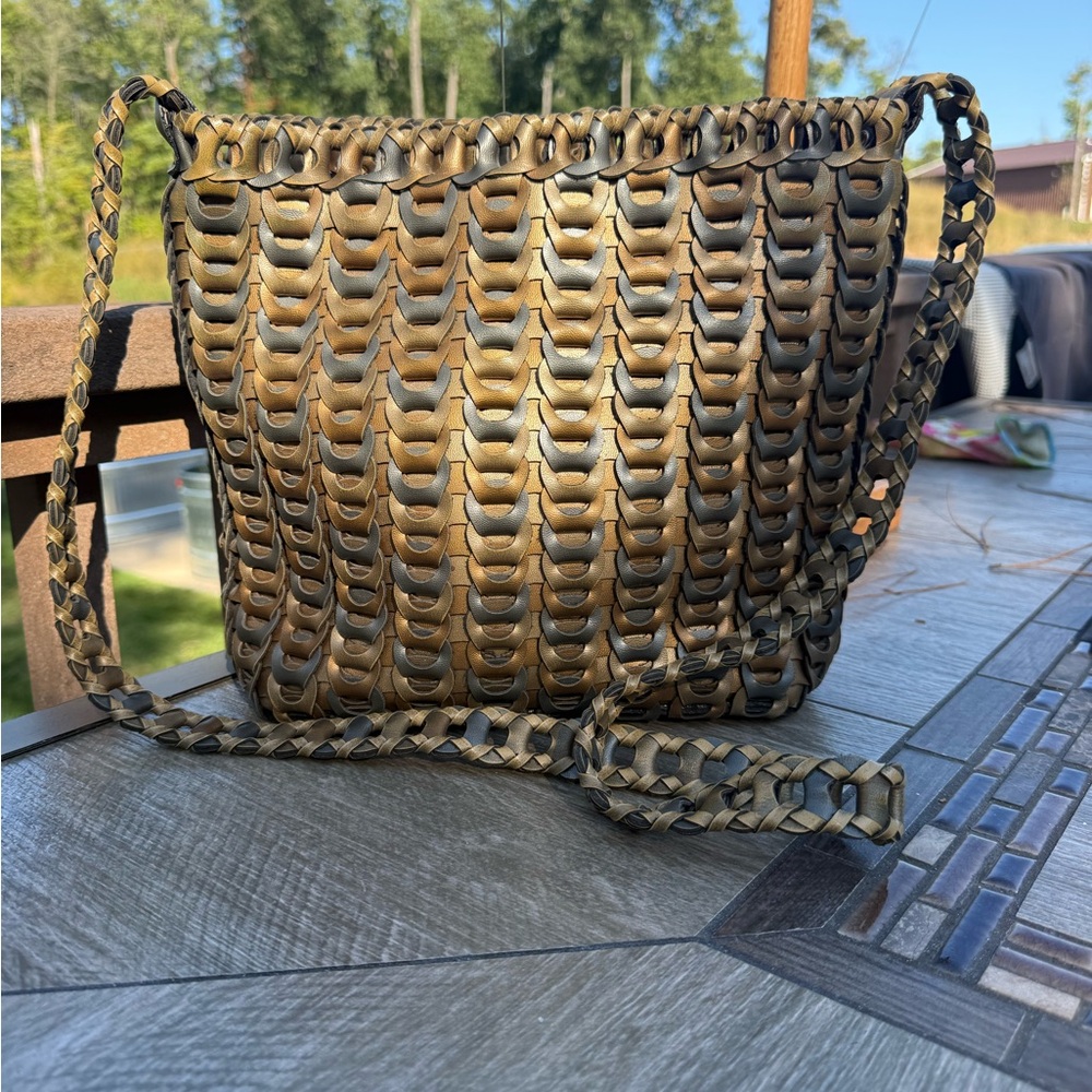 EUC! Marc Chantal Luxury Designer Hand Woven Leather Crossbody Bag - Picture 5 of 11